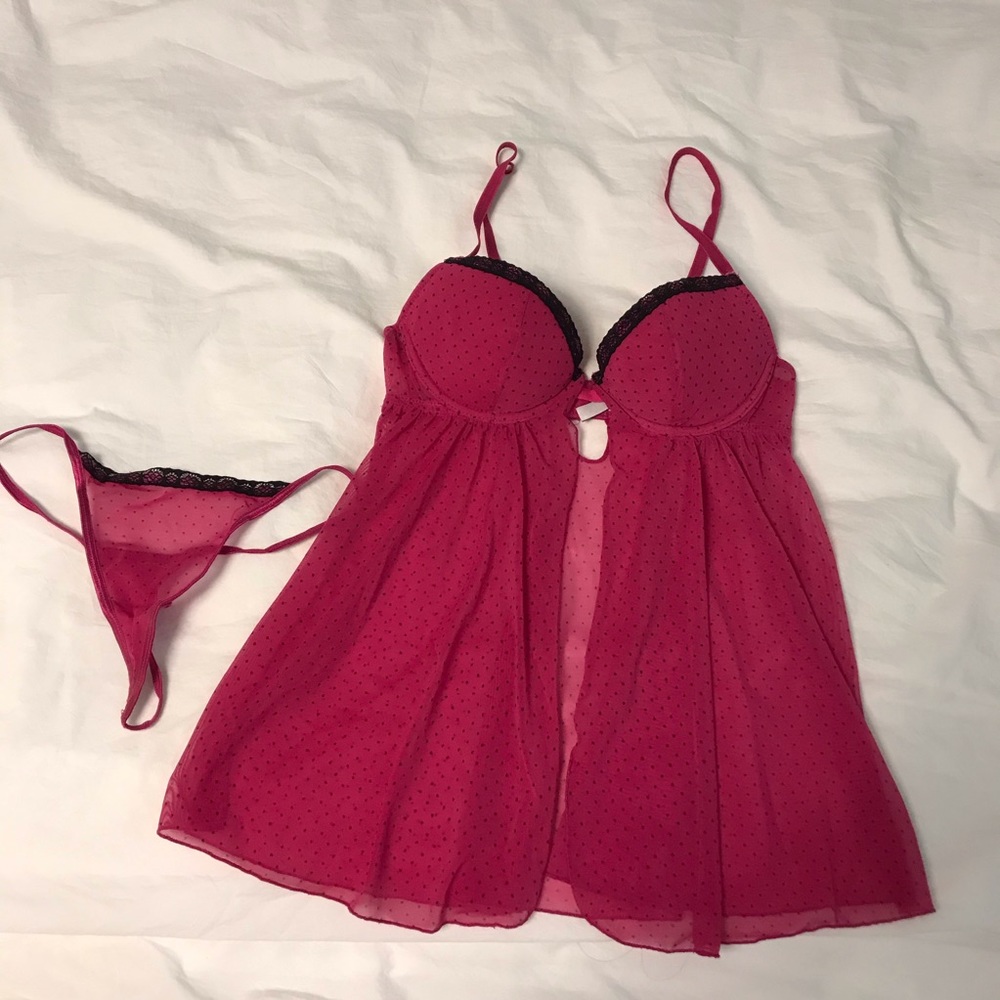 Rampage bright pink Lace Slip Nightie-size S